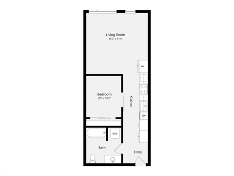 a floor plan of a 1 bedroom floor plan